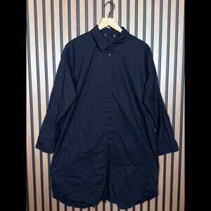 Comune Shirt Dress Medium Womens Black Francis Long Sleeve Collared Midi